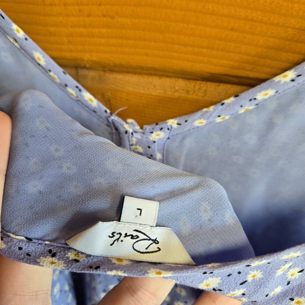 Rails Frida Dress Sky Blue Daisies Midi Prairie Cottagecore Boho Button L Prep - Picture 3 of 5